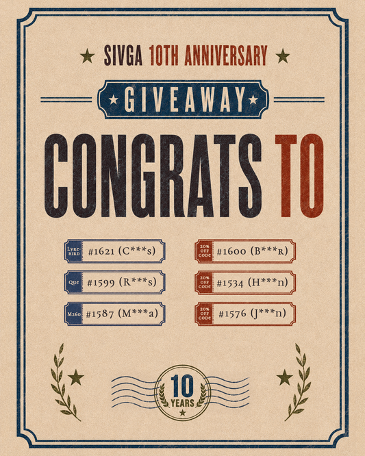 SIVGA 10th Anniversary Giveaway Winners